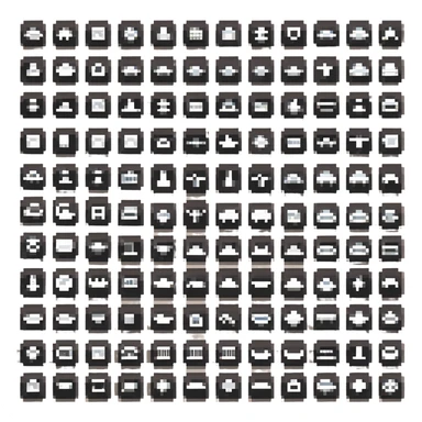 large profile square minimal icons, space semiotic, black print on white background, square outline icons, sleek symbols, transportation, economy, engineering, industry. Designed for signage.  sticker