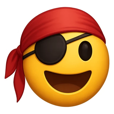 yellow face with red pirate bandana emoji, digital illustration sticker