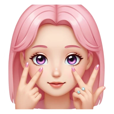 Uwu where the two fingers are touching and the eyes have a sparkle to them and blushing sticker