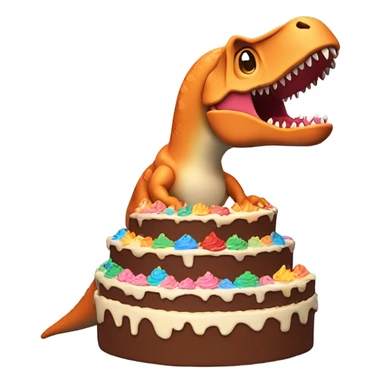 Trex with cake sticker