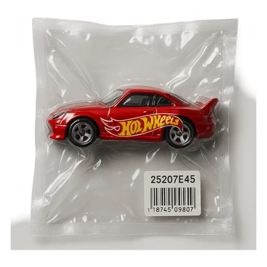 Hot Wheels car, shiny and inflated, vacuum-sealed style sticker