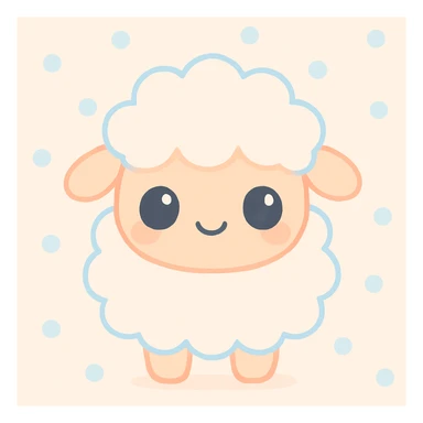 kawaii fluffy sheep with big eyes and a cute smile sticker