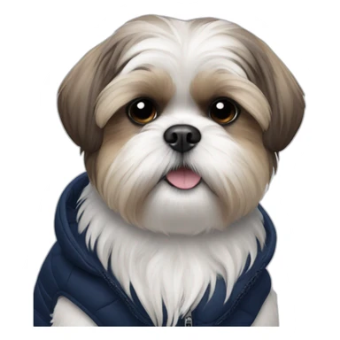Short-haired shih tzu in sleeveless navy blue puffer jacket sticker