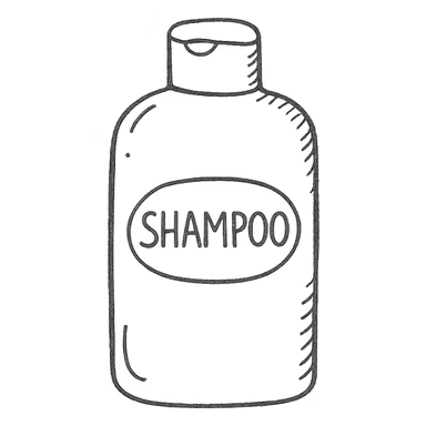 hand drawn outlined shampoo bottle, sketchy lines sticker