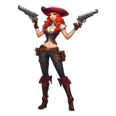 miss fortune with her guns league of legends full body sticker