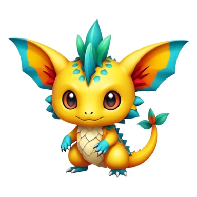 Exotic colorful chibi Fakémon-creature sticker