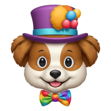 Dog clown with painted nose, bow tie sticker