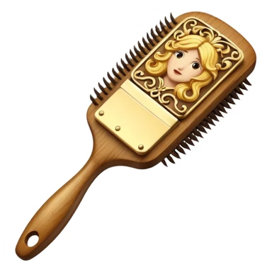 golden hair brush sticker