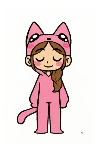 Keep the picture quality and style exactly the same as the reference image. Change the character's expression to dreamy, maintaining the original style and details. sticker