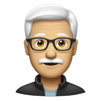 white guy with white hair and short white beard and glasses sticker