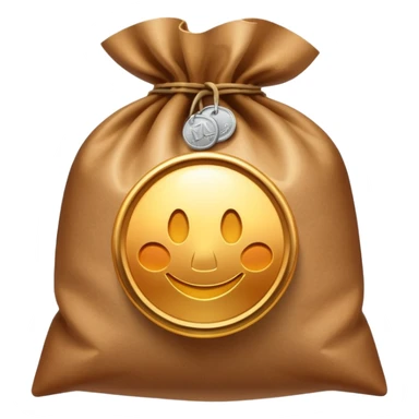 gradient coins inside a brown bag sticker