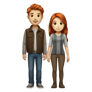 Redhead girl and tall brown haired boy  sticker