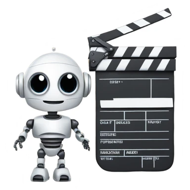cute robot and a clapboard sticker