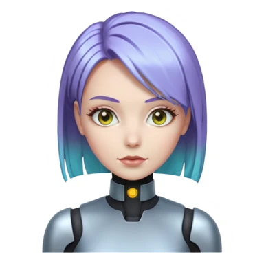 female different hair color metalic robot sticker