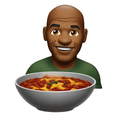 Mike Tyson rating a bowl of Chili sticker
