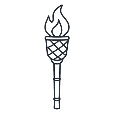 hand-drawn outline style bamboo torch icon sticker