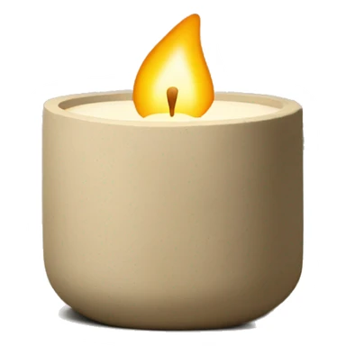 Candle in beige concrete vessel with painted pine trees sticker
