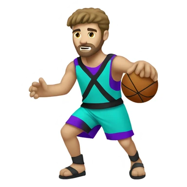 Caucasian gladiator playing basketball wearing purple black and aqua sticker