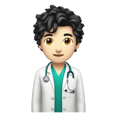 a teenager doctor boy student white skin, weavy black hair sticker