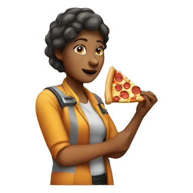 Women engineer eating pizza sticker