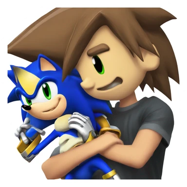 sonic the hedgehog with sora from kingdomhearts in a head lock sticker