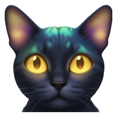 Dark iridescent butterfly glowing on top of cats head  sticker