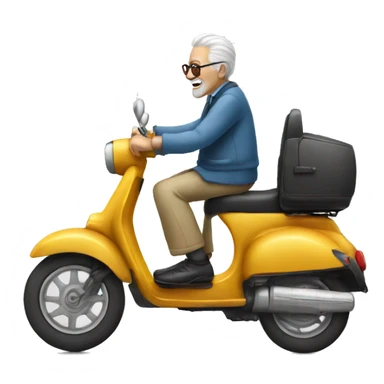 old man riding a scooter sticker