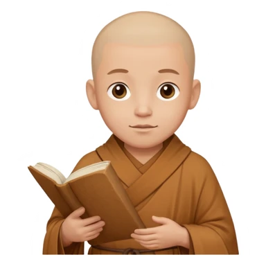 A gentle monk in simple robes, holding a scroll with serene expression.
 sticker