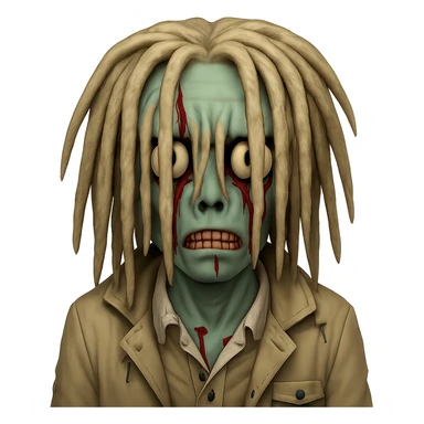 Make the dreads shorter and covering the face, keep the background transparent. The style should maintain the original look of the image. sticker