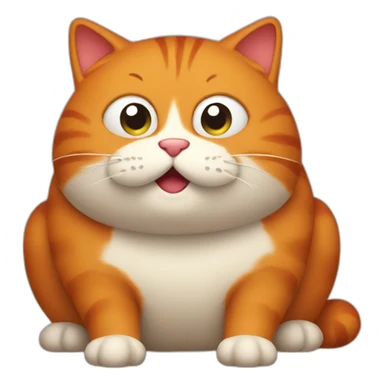 Red fat cat pooping sticker
