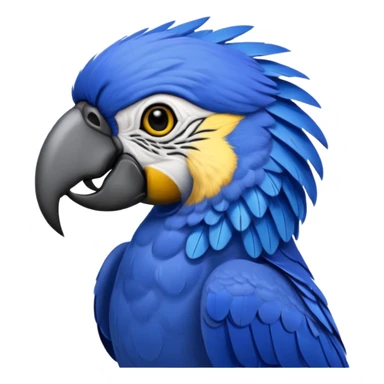 Hyacinth macaw with all blue feathers except for yellow around beak and eyes sticker