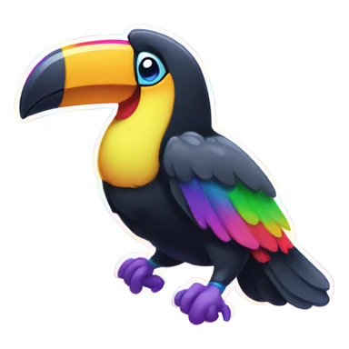 Lisa Frank rainbow toucan  sticker