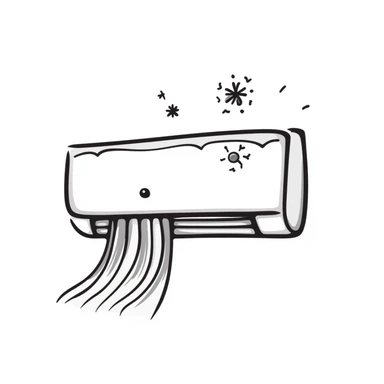 Hand-drawn split air conditioning unit with cooling symbols sticker