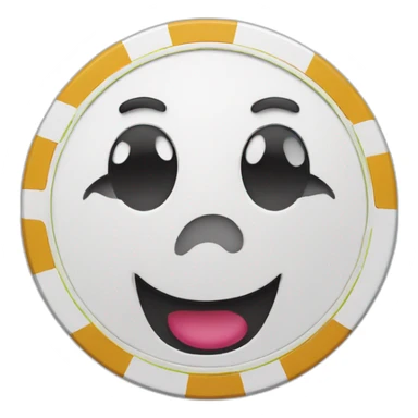 a casino chip with cartoon face sticker