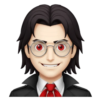 Alucard from Hellsing grinning with his signature glasses on sticker