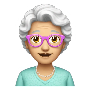 abuela teñida de pelo largo azul lentes rosa  sticker