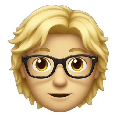 garçon avec des cheveux long blond des yeux bleux et des lunette noir sticker