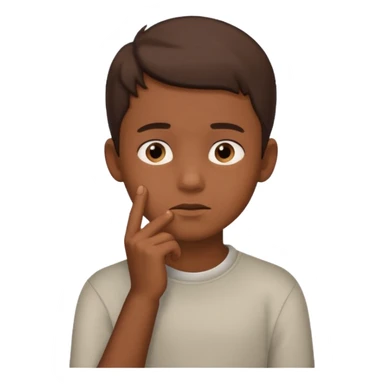 boy thinking with one hand on his chin sticker