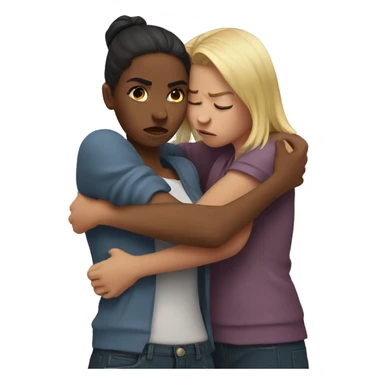 two girls hugging angry sticker