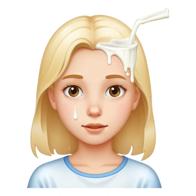 Girl with milk running down her face  sticker