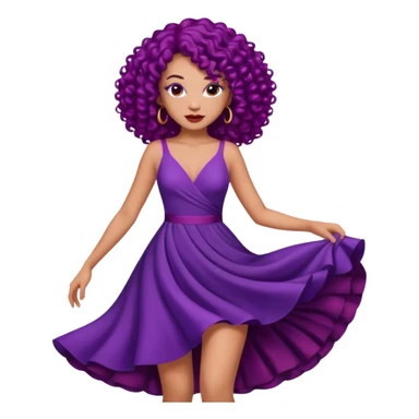 Fashion Model with Purple Curls, red dress sticker