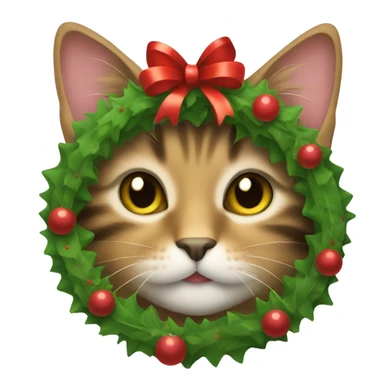 Tabby cat with Christmas wreath sticker