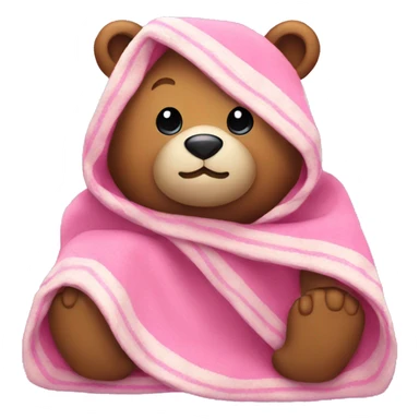 a cute bear with a blanket which is pink sticker