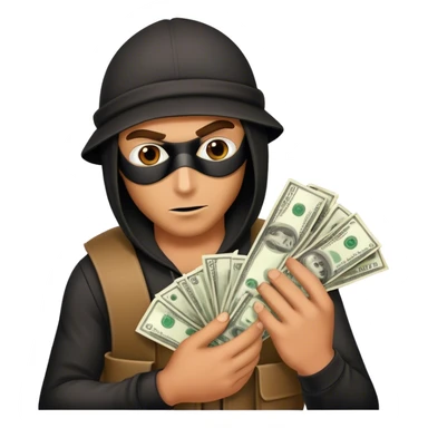 robber with money stash sticker