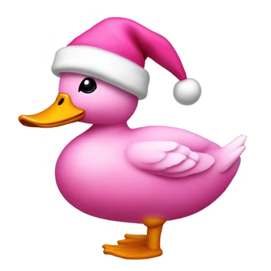 Pink Duck wearing a Santa hat with a bow on it sticker
