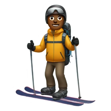 Men with ski in the forest sticker