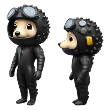 hedgehog in black rubber shiny diving suit sticker