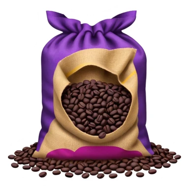 Bag of purple coffee beans on the floor sticker
