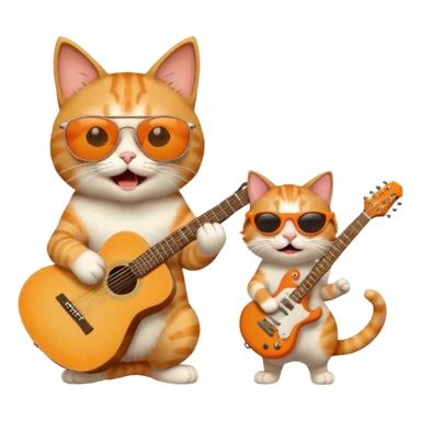 Cat with sunglasses and a guitar yelling at another cat sticker