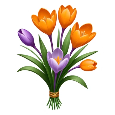 luxuriant, bouquet Crocus Orange, stem, leaf sticker